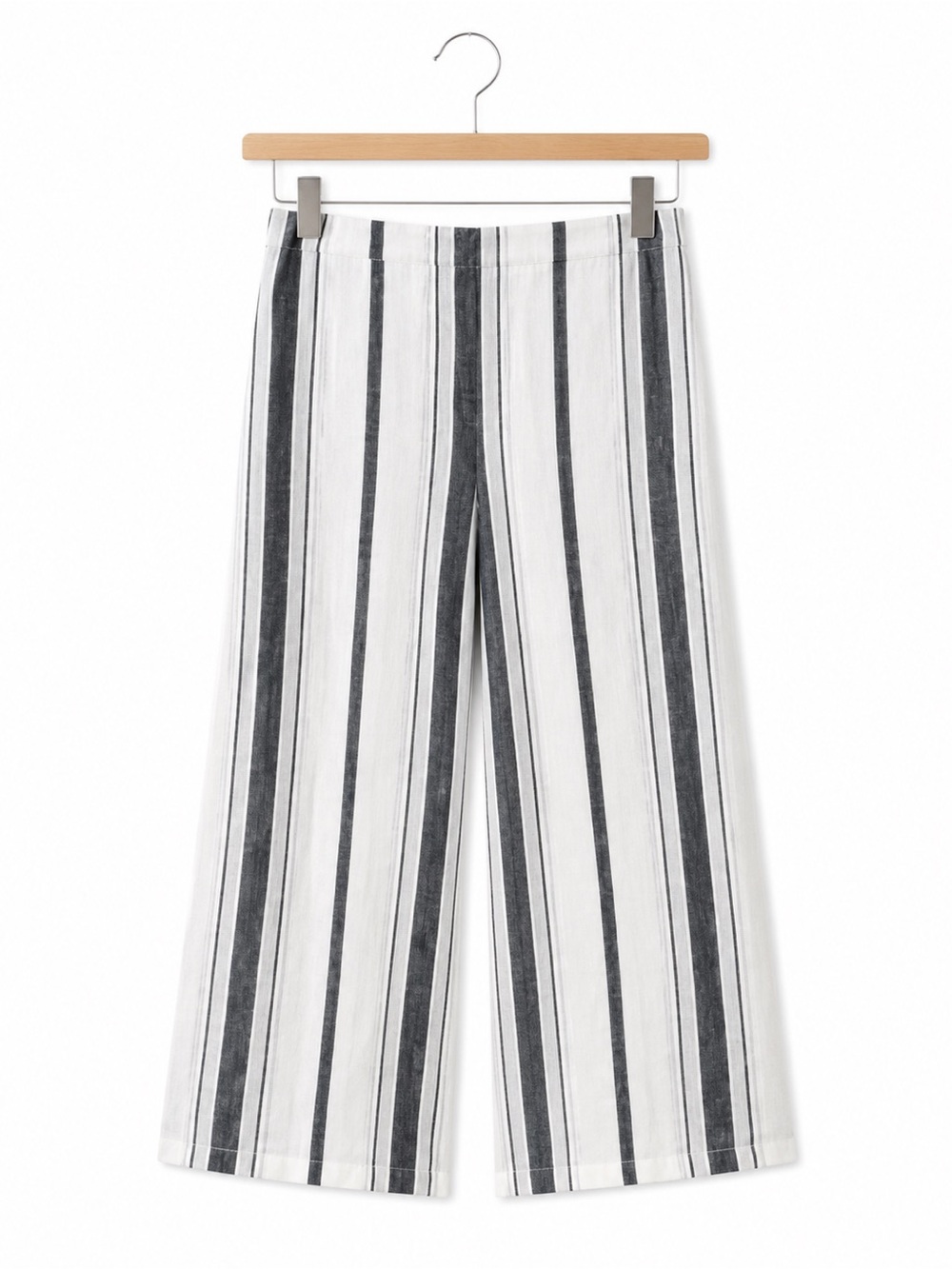 Express Striped Linen Blend Wide Leg Cropped Pants XS Coastal Grandma Boho